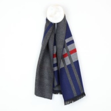 Grey, Blue & Red Striped Gents Scarf by Peace of Mind